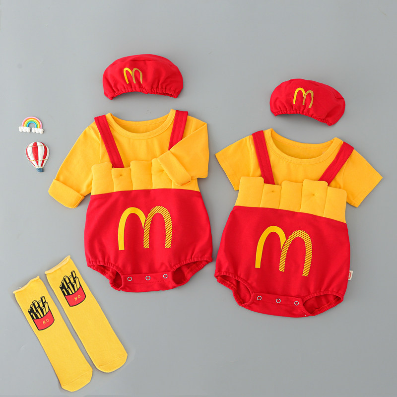 Одежда McDonald's, детский раздельный костюм из чистого хлопка для мужчин и женщин, маленький месячный ребенок, весенняя милая супер милая весенняя одежда для прогулок