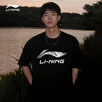 Li Ning, модная спортивная парная одежда, белая футболка, короткий рукав, для влюбленных, свободный крой