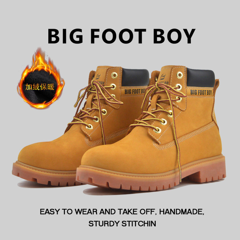 Мужская обувь BIG FOOT BOY, большие размеры, 47, новые осенние ботинки Martin, мужские кожаные ботинки с высоким берцем, большие желтые ботинки, 46