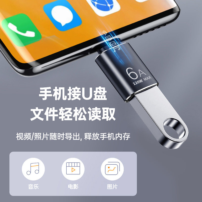 адаптер typec в USB3.0 otg-конвертер подходит для зарядки Apple 15pro, мобильного телефона Huawei Xiaomi vivo, планшета ipad, подключения к сети Air, U-дисковой клавиатуры и мыши 16, автомобиля 17