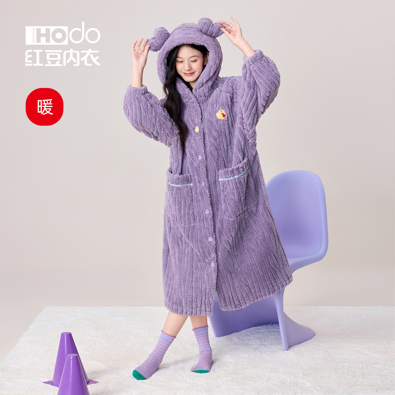 Womens bubble velvet nightgown red bean long anti-static