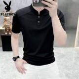 Футболка с короткими рукавами и воротником-стойкой Playboy на пуговицах, мужская летняя новая модная брендовая повседневная дышащая приталенная модная футболка