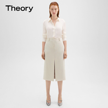 Theory 2024 Early Spring New Product Women's Wear Triacetate Fiber Blended Front Split Skirt N1109303