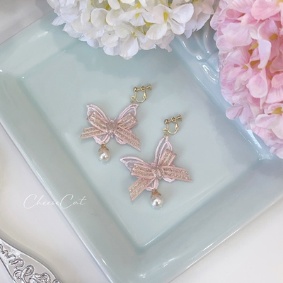 taobao agent 【芝士猫手作】蝴蝶上海doll赞扬之花樱茶春丽lolita小物耳饰耳夹