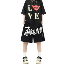 Amoeba Original China-Chic Letter Shorts Couple Summer American Street Casual Men's and Women's Loose Sports Capris