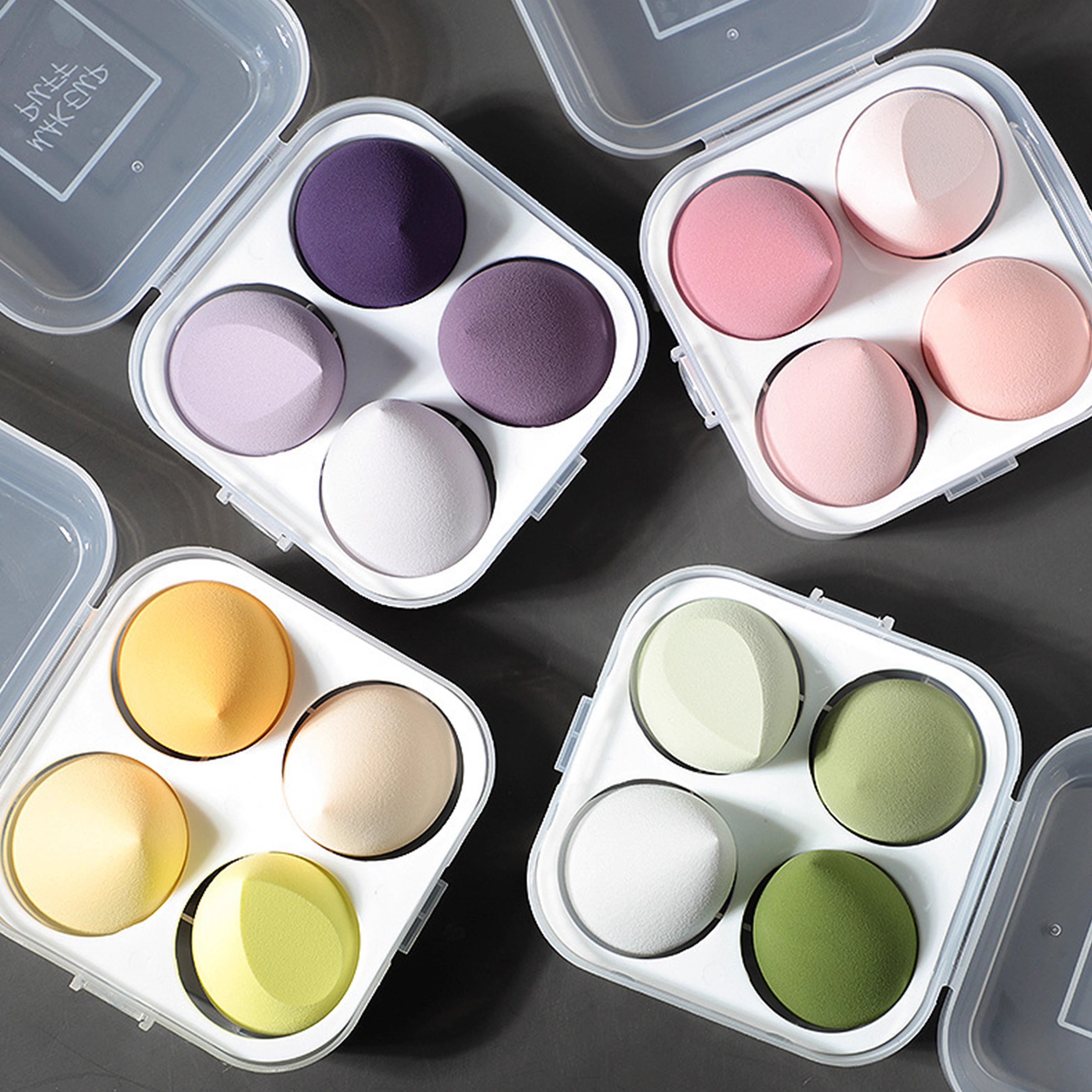 Упаковка из 4/Beauty eggs, супермягкие, без пудры, влажный и сухой спонж для макияжа, пуховка, яйцо для макияжа, жидкая основа
