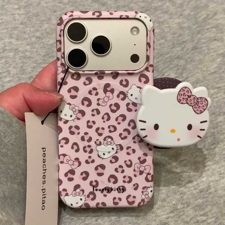 适用苹果iPhone17promax豹纹KT猫16pro韩系15小众14ins半包手机壳