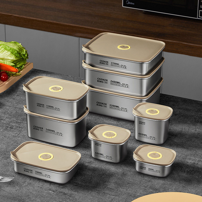 Коробка для хранения свежих продуктов Cook Dahuang из нержавеющей стали 304 пищевой ланч-бокс герметичный фруктовый ланч-бокс для холодильника специальная квадратная коробка с крышкой