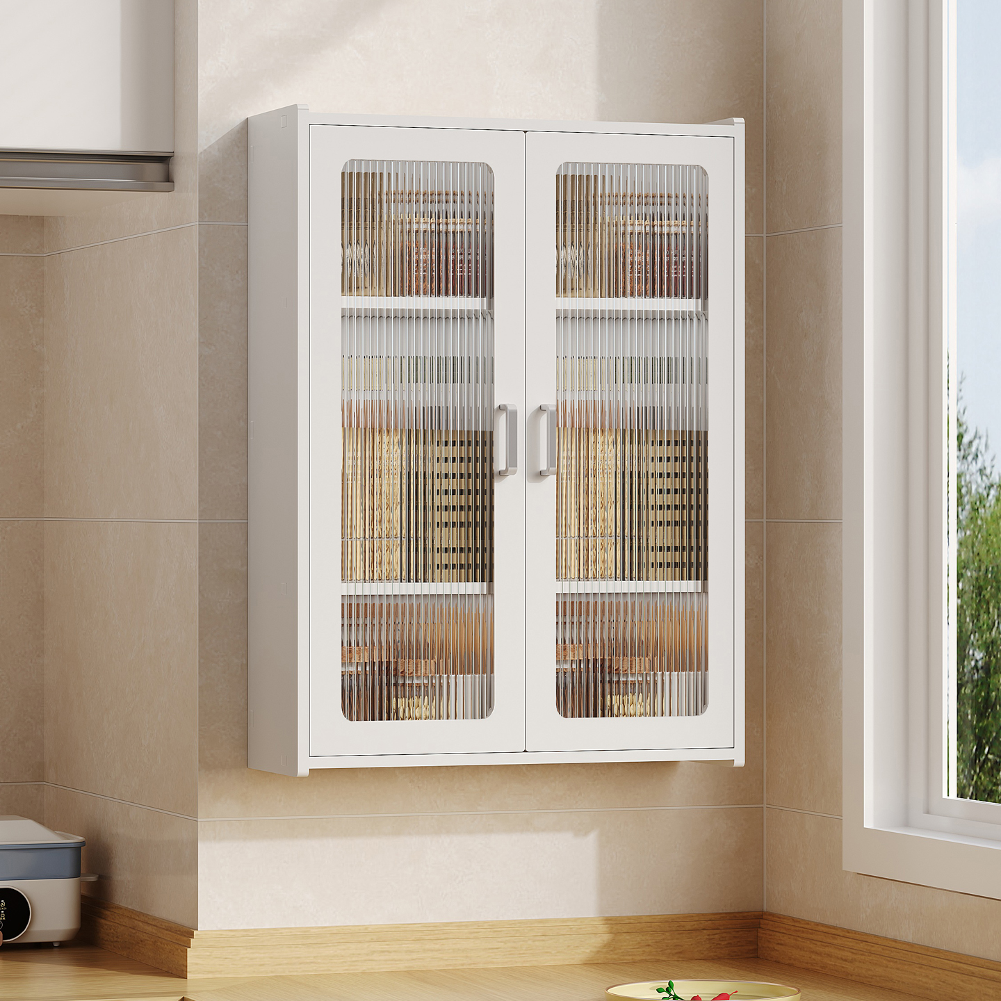 Кухонные стеллажи, многофункциональные шкафы для хранения без перфорации, настенные шкафы для хранения с дверцами, пылезащитные настенные шкафы