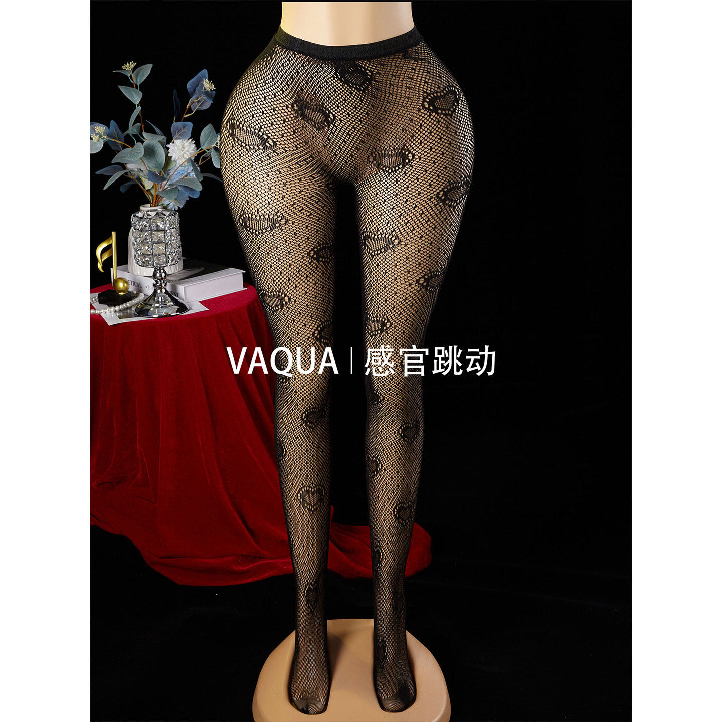 VAQUA 【Теплое сердце】 Пикантные женские чулки, черные кружевные носки с сеткой для влюбленных, горячие девушки, чистое желание, цельные носки, женские