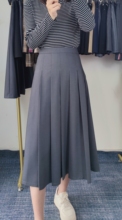Betty Jones homemade spring/summer new suit pleated skirt, mid length high waisted A-line temperament long skirt