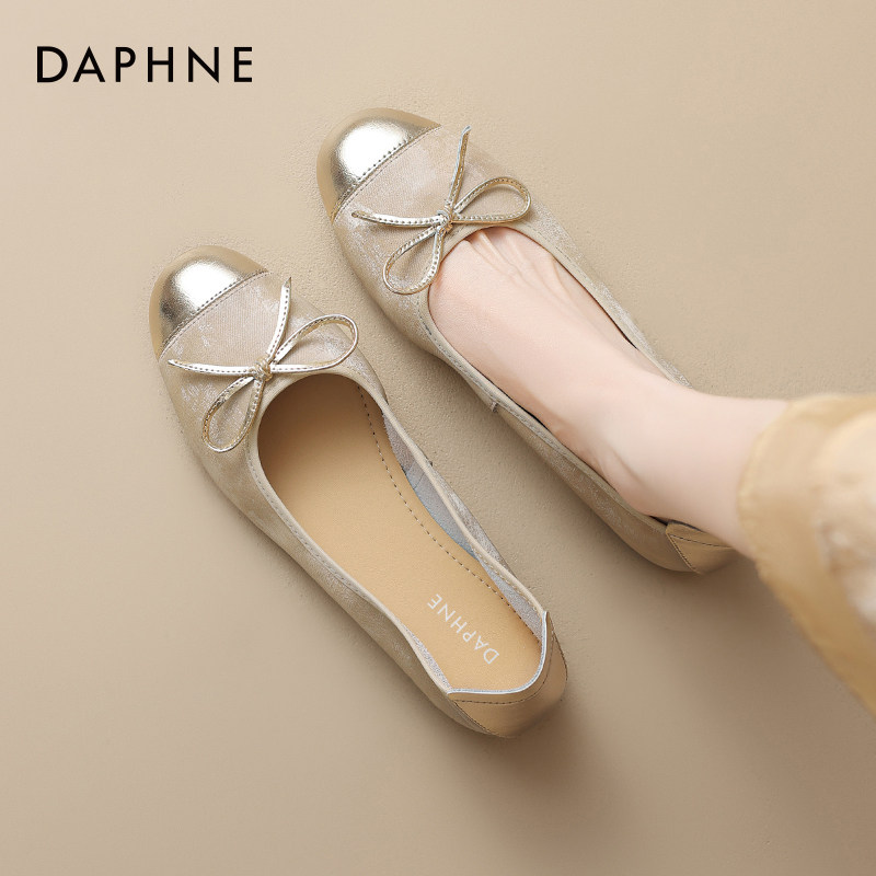 Женские туфли на плоской подошве Daphne, новинка 2026 года, летние туфли в горошек в китайском стиле, женская обувь с открытым носком, балетки