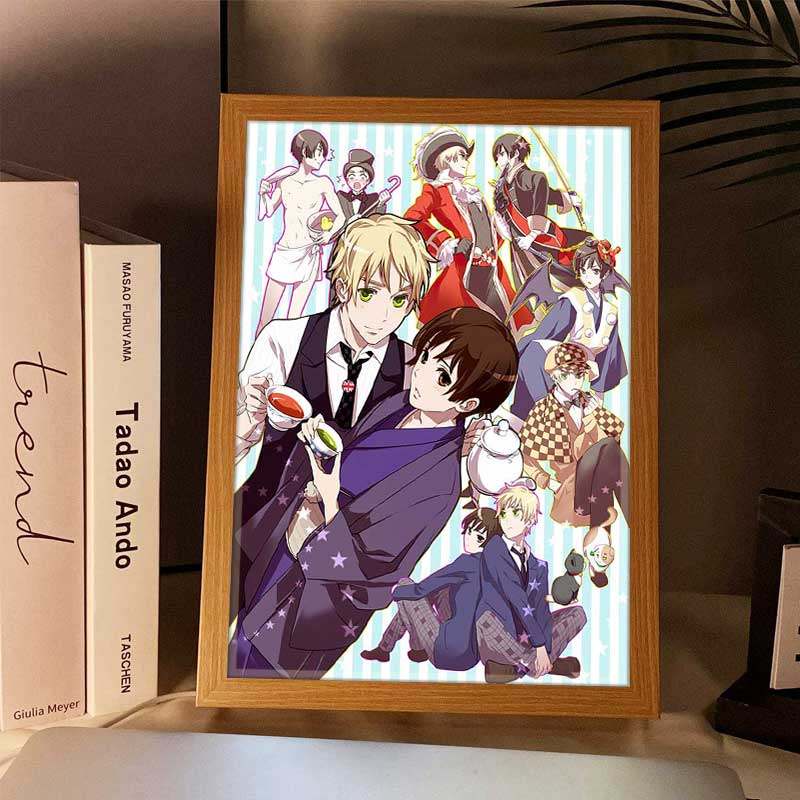 Картина с окружающим освещением Hetalia, двухмерная анимация, семейный портрет, светящееся украшение, ночник для спальни, подарок на день рождения
