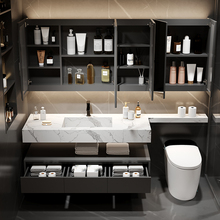 Over 20 colors of bathroom faucets and rock panel bathroom cabinets in a 17 year old store. 2021 new integrated basin ceramic bathroom set combination intelligent, modern, simple, and luxurious customization