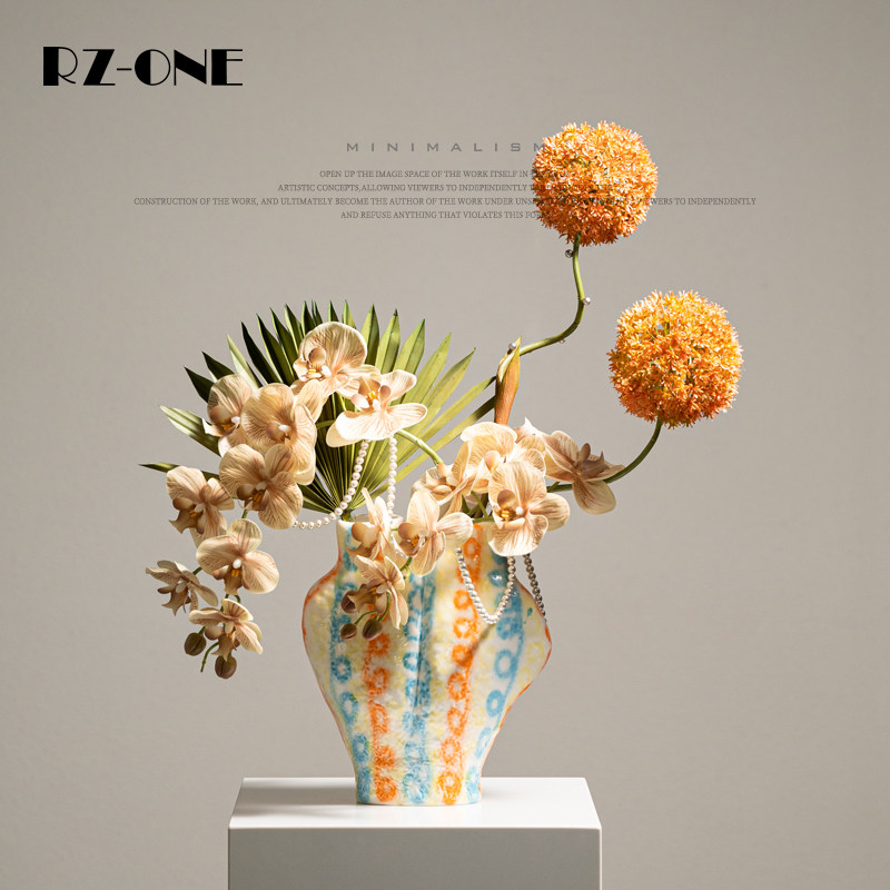 Клубный отель Rzone Wabi-sabi в средневековом стиле, клубная гостиная orange, оранжевая высококлассная модель, имитация комнаты, цветочное оформление, декор