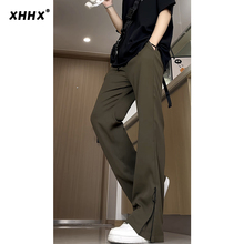 Ice Silk Micro La Pants for Men's Summer Sagging Loose Straight Casual Long Pants Cleanfit High end Suit Pants