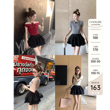 COOLLINE Lin Zixi's Dream Back Garden Handmade One Versatile Girl's Cake Skirt with Ruffle Edge Double Layer Short Skirt