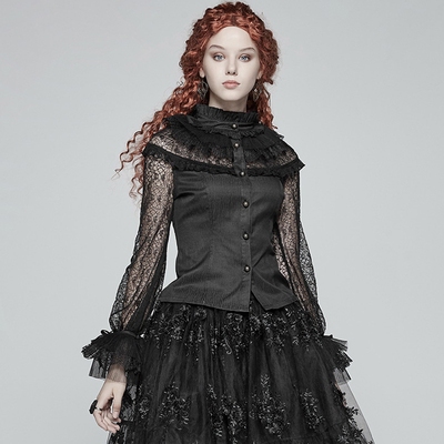 taobao agent ╋魔叹╋ PUNK RAVE哥特GOTHIC洛丽塔LOLITA蕾丝长袖衬衣女 WY998