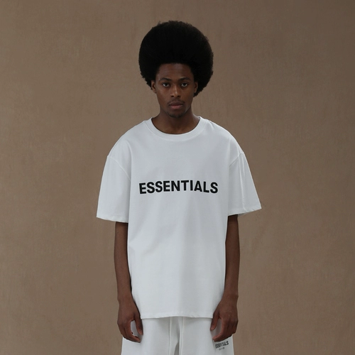 Летняя модная брендовая футболка Fear of God Essentials с многострочными американскими буквами и трехмерным принтом с короткими рукавами
