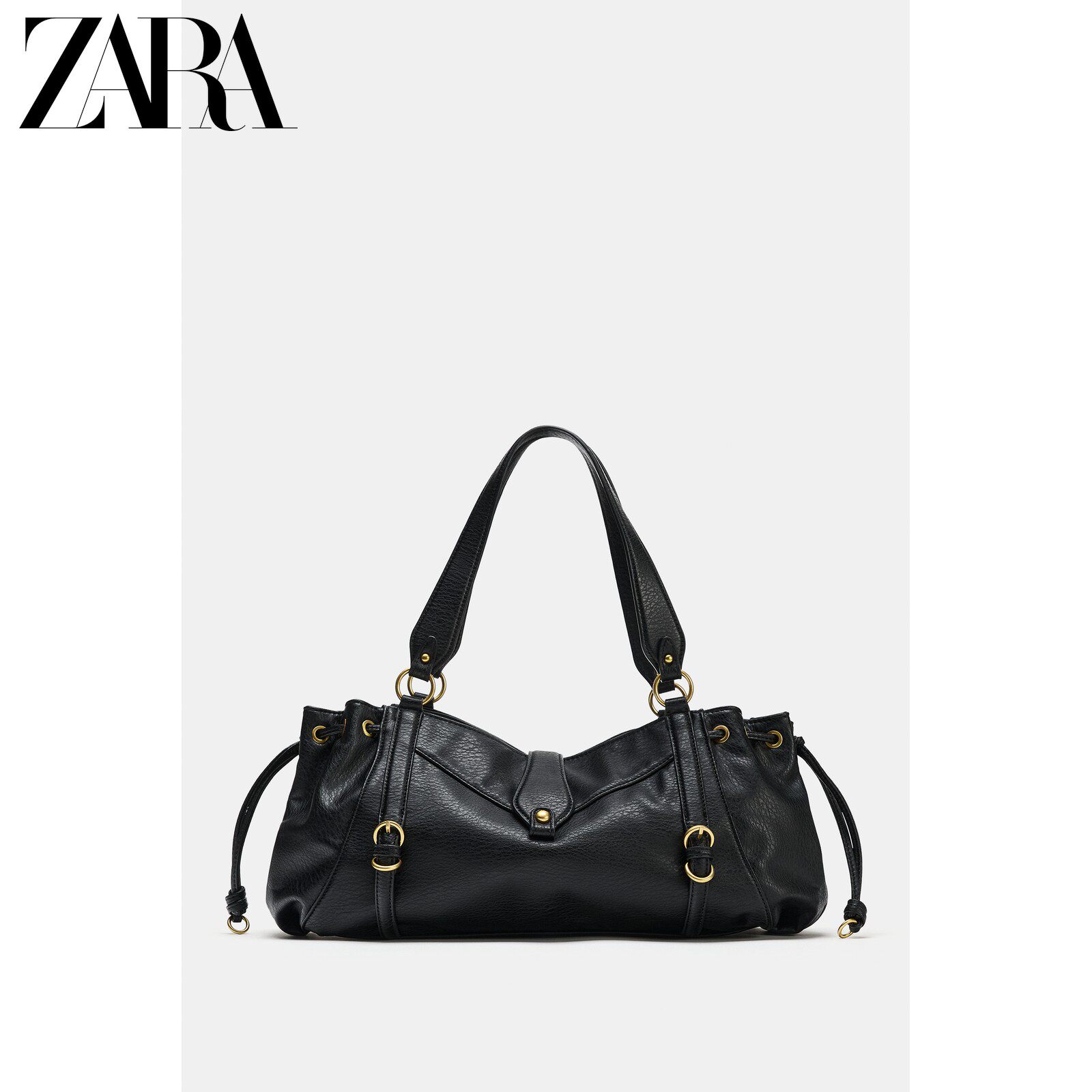ZARA2026 осенняя новинка, женская сумка, украшение в виде кольца в стиле ретро, сумка для боулинга, 6447810 800