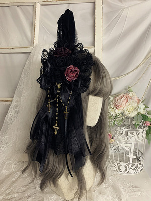 taobao agent 原创手作Lolita哥特暗黑万圣节优雅洛丽塔百搭花丸头饰配饰小物