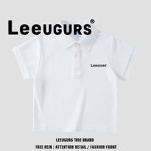 Leeugurs boys t-shirt short sleeved polo shirt, big boys summer 2024 new trendy children's pure cotton loose fitting clothes