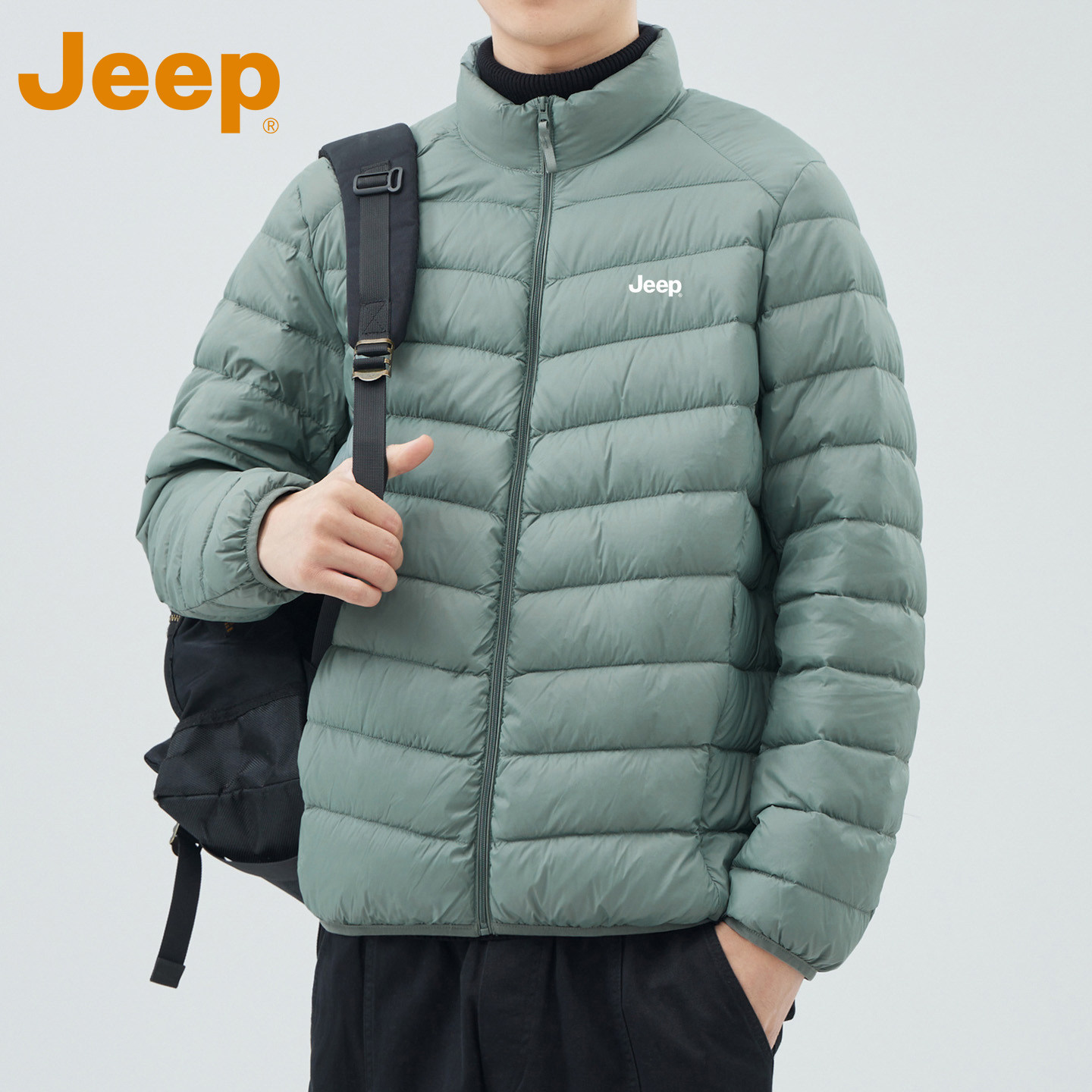 Легкий пуховик JEEP Jeep ribs, мужская зимняя новинка 2026 года, свободная теплая короткая куртка с воротником-стойкой