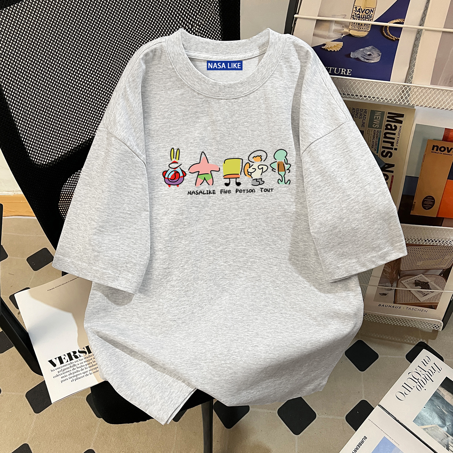 NASA national tide, американская ретро-футболка из плотного хлопка с короткими рукавами для женщин и мужчин, 2025 летняя повседневная пара, свободный топ