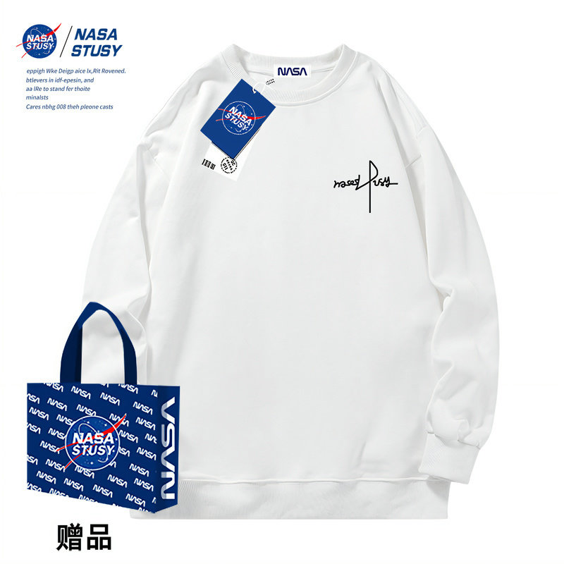 NASA STUSY American High Street, новинка 2026 года, весенне-осенний мужской свободный свитер с круглым вырезом от бренда tide