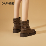 Женские полусапожки Daphne Maillard; новинка 2026 года; осенние кожаные ботинки с ворсом на толстой подошве; женские ботинки Martin; брюки-тюбики