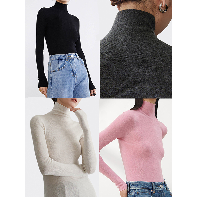 Межсезонная акция 140-х годов - бесшовный свитер-водолазка из ультратонкой цельношерстной шерсти с небольшим воротником и женский кашемировый свитер низ