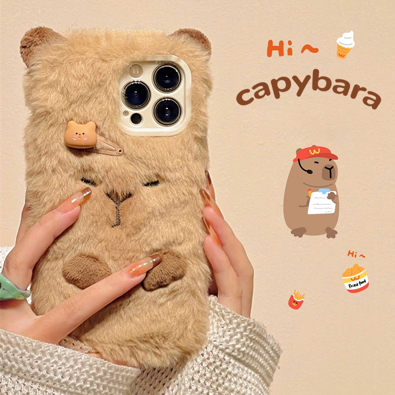Fits Apple, Huawei, Vivo, Honor, Oppo plush Capybara phone case, iPhone 15 Pro Max 14/13, Xiaomi Mate 60 Pro phone case