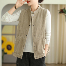 Cotton vest women's spring and autumn retro corduroy