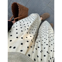 Summer thin short cotton and linen Japanese polka dot balloon pants, oversized chubby mm pants, women's casual pants, wide legs, elastic waist
