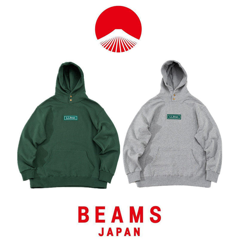Точечные ЛУЧИ x LLBean 23AW Японский ретро пуловер с вышитым буквенным логотипом, свитер с капюшоном