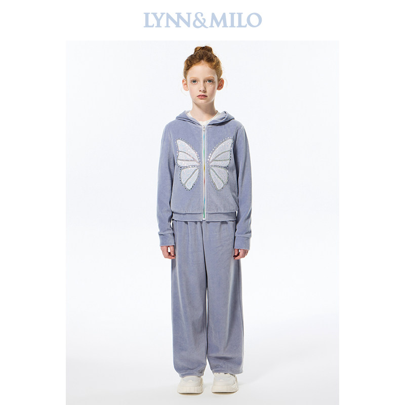 ЛИНН и МАЙЛО Lynn MILO/ новая осенняя одежда для родителей и детей, синий спортивный бархатный свитер с капюшоном, расшитый бисером