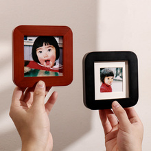 Square solid wood small photo frame mini table