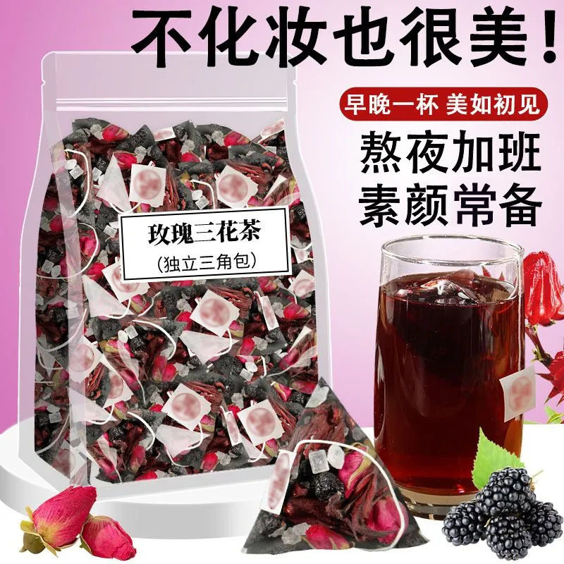 Чай в пакетиках из шелковицы и розы Roselle flower tea подходит для девушек, которые пьют целебный чай, смоченный в воде, чтобы регулировать ци, кровообращение и красоту.