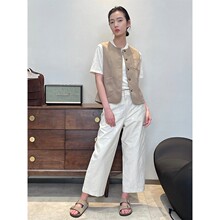 Zhou Langqing minimalist outerwear Japanese layered vest women's 2024 new summer khaki sleeveless vest top