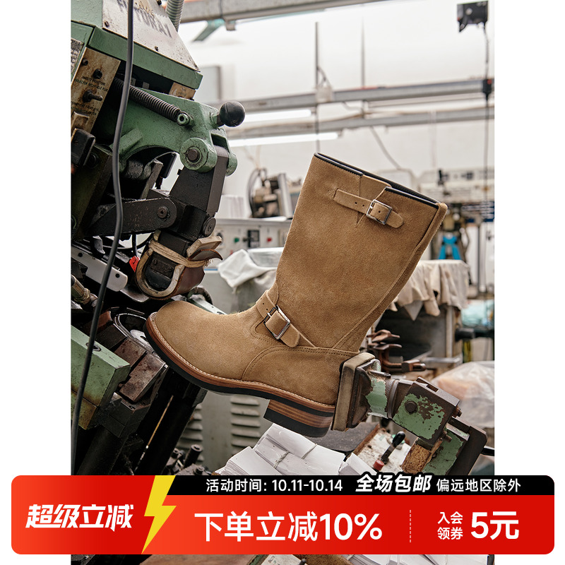 играй!Сапог инженера!Ретро мотоцикл, мотоциклетный верхний слой, инженерные ботинки с высоким берцем и пряжкой, мужские рабочие ботинки