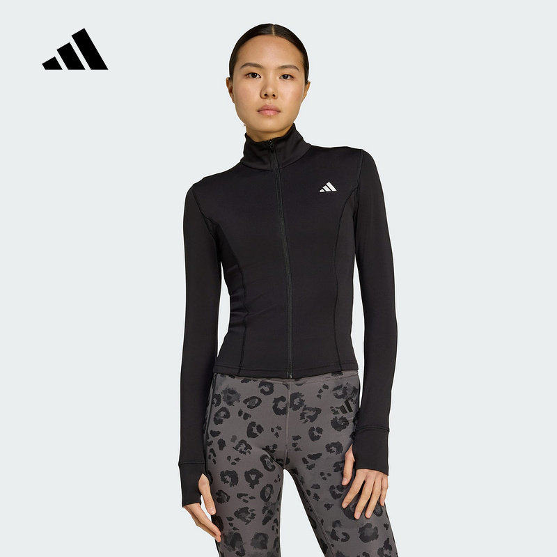 adidas быстросохнущая спортивная приталенная куртка Adidas с полувысоким воротником, осенняя женская вязаная куртка JM9185