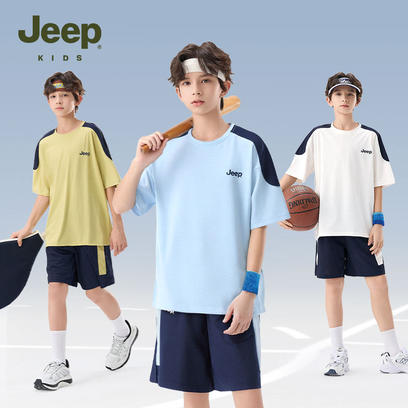 Спортивный костюм для мальчиков JEEP Jeep летняя новая молодежная детская быстросохнущая одежда дышащая легкая баскетбольная форма tide