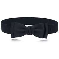 Women's bow elastic thin belt dress girdle decoration fashionable versatile accessories black small belt belt