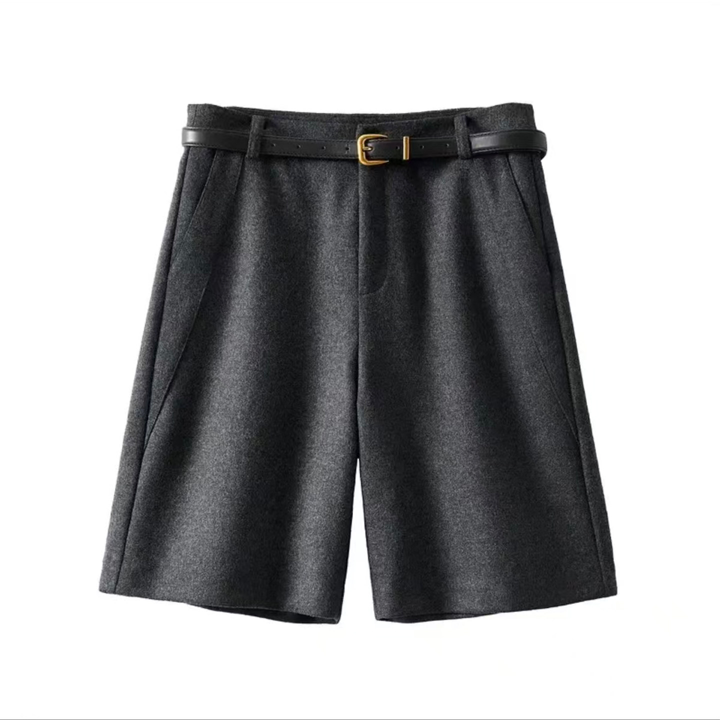 Women's grey five-point wool suit shorts, 2026 new autumn style...