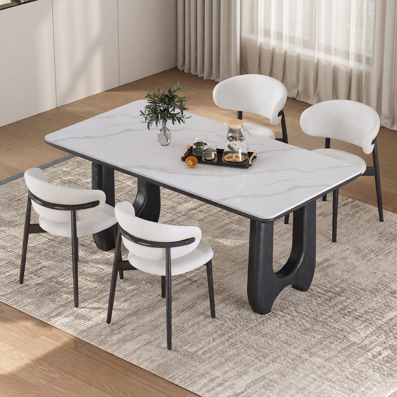 Peijia home furniture черный современный минималистский обеденный стол из каменной плиты с прямоугольной ножкой из массива дерева для небольшой квартиры, сочетание стола и стула