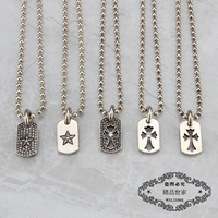 European and American ROCK Hearts hollow full diamond crossing rack pendant tag necklace GD Quan Zhilong 925 silver