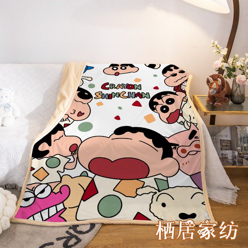 Одеяло Crayon Shin-chan, шаль, покрывало для ног, одеяло для дивана, утолщенное фалайское бархатное офисное одеяло для обеденного перерыва, осень и зима