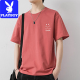 Мужская футболка с круглым вырезом Playboy, коллекция 2026 года, летняя свободная футболка с короткими рукавами, мужская футболка с низом, бренд tide, топ