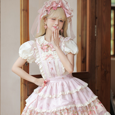 taobao agent 现货 草莓戚风 原创可爱少女粉lolita连衣裙 甜妹设计 花与珍珠匣