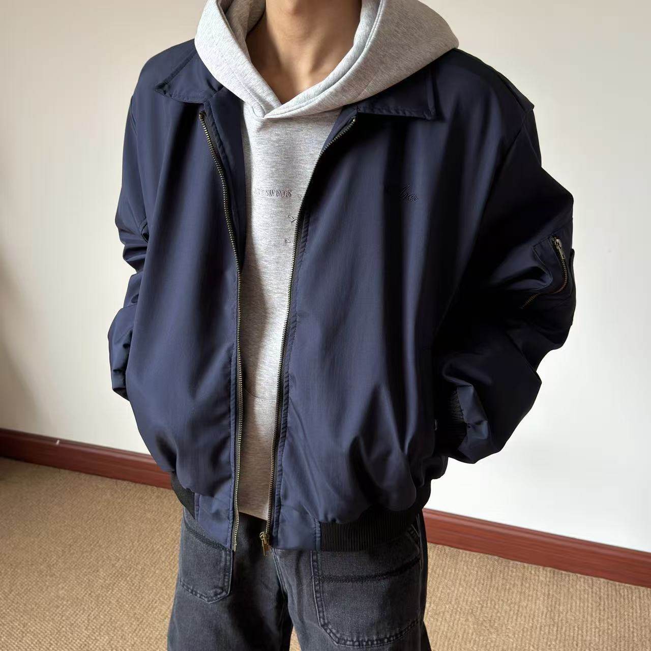 Brother Bu Blog белая темно-синяя летная куртка "хлопковая куртка по желанию" cleanfit high jacket W553